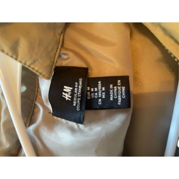 H&M Mens Beige Long Sleeve Sherpa Lined Full Zip Fleece Jacket Size Medium - Picture 7 of 9